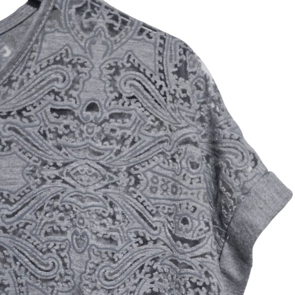Ava & Viv Grey Embroidered Paisley Top Womens Plus Size 2X Short Sleeve Blouse - Picture 3 of 4